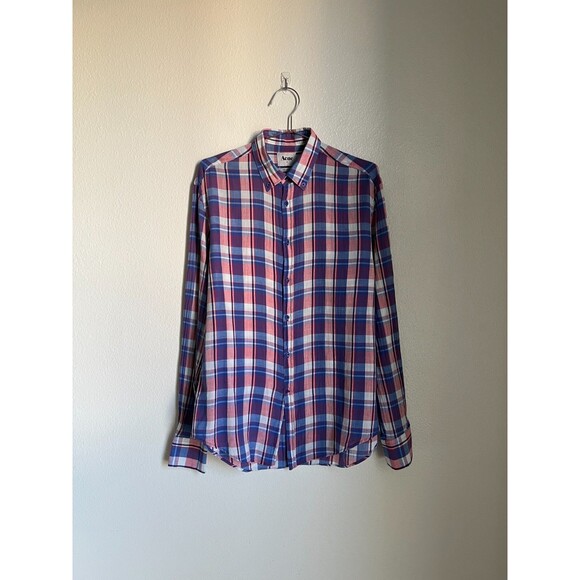 ACNE Men's Pop Classic Button Down Shirt in Check Size 48/MEDIUM - Picture 1 of 5